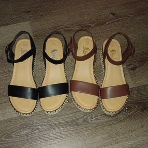 SHEIN Dual-Tone Black and Brown Sandals